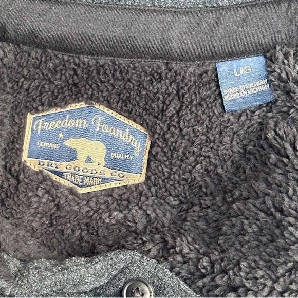 Freedom Foundry Gray Teton Sherpa Fleece Shirt Jacket Size Large - Picture 9 of 12